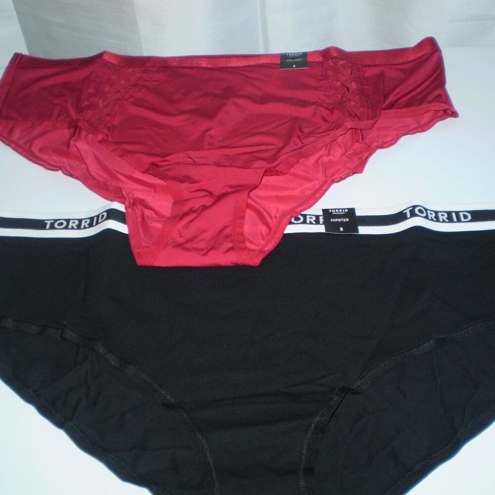 nwt TORRID  LOT OF 2 OF SZ 3X PANTIES/BLACK/RED  RED HAS  LATTICE FRONT AND BACK